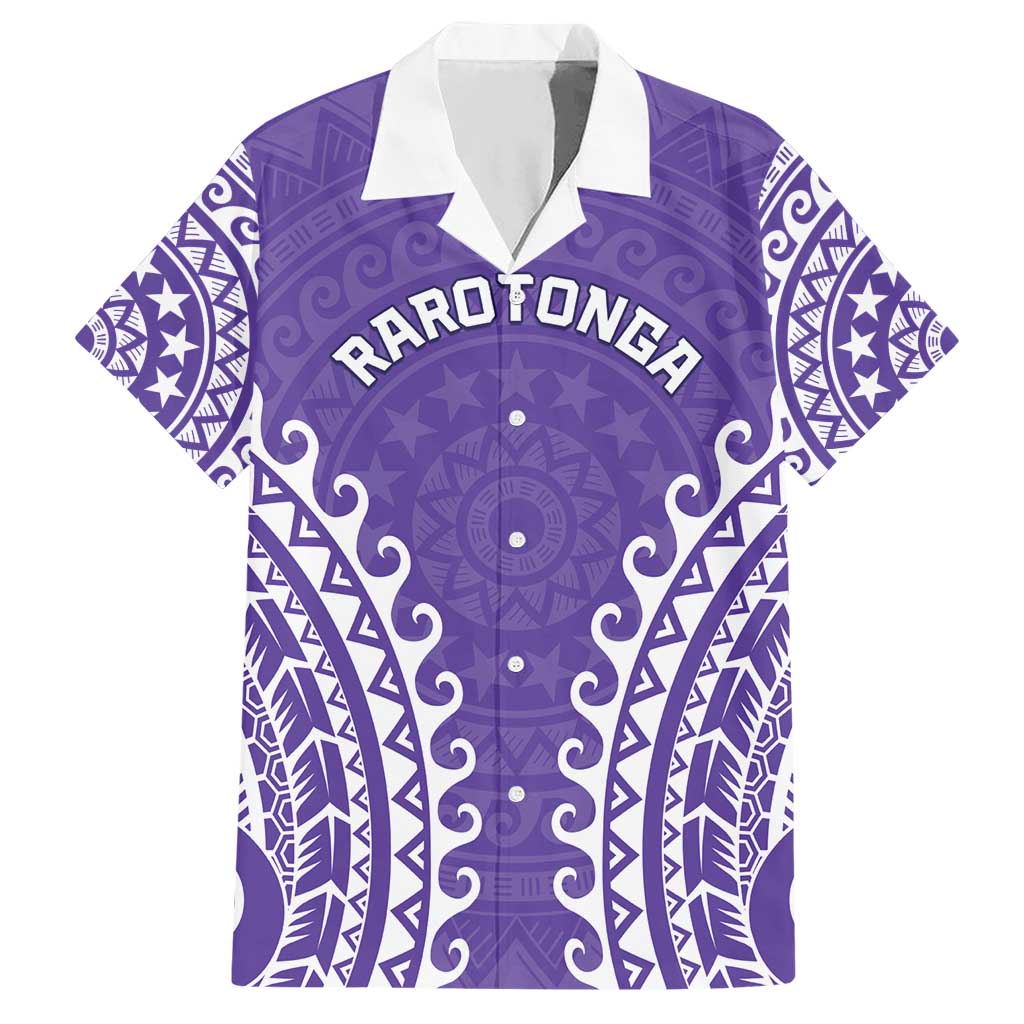 Custom Cook Islands Rarotonga Hawaiian Shirt Polynesian Tribal Tattoo LT05 Purple - Polynesian Pride