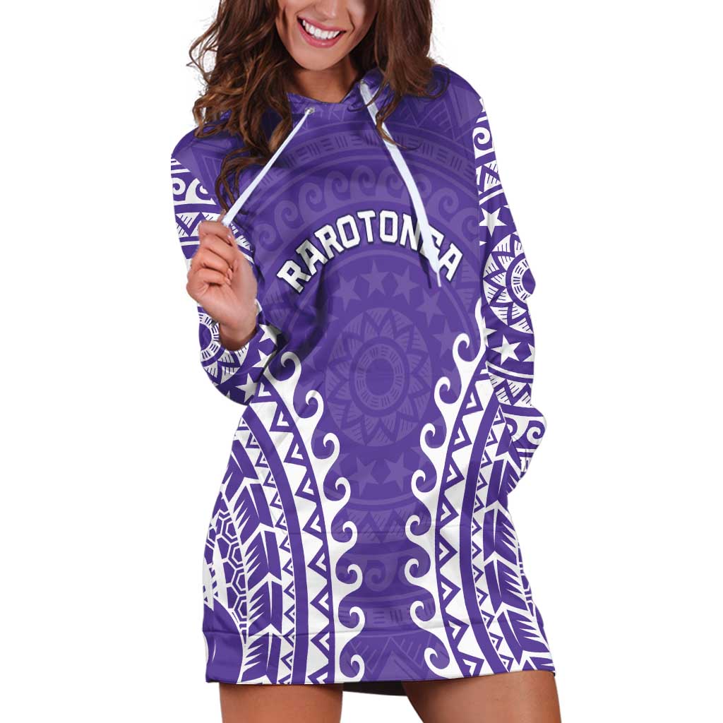 Custom Cook Islands Rarotonga Hoodie Dress Polynesian Tribal Tattoo