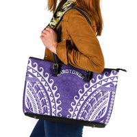 Cook Islands Rarotonga Leather Tote Bag Polynesian Tribal Tattoo LT05 Purple - Polynesian Pride