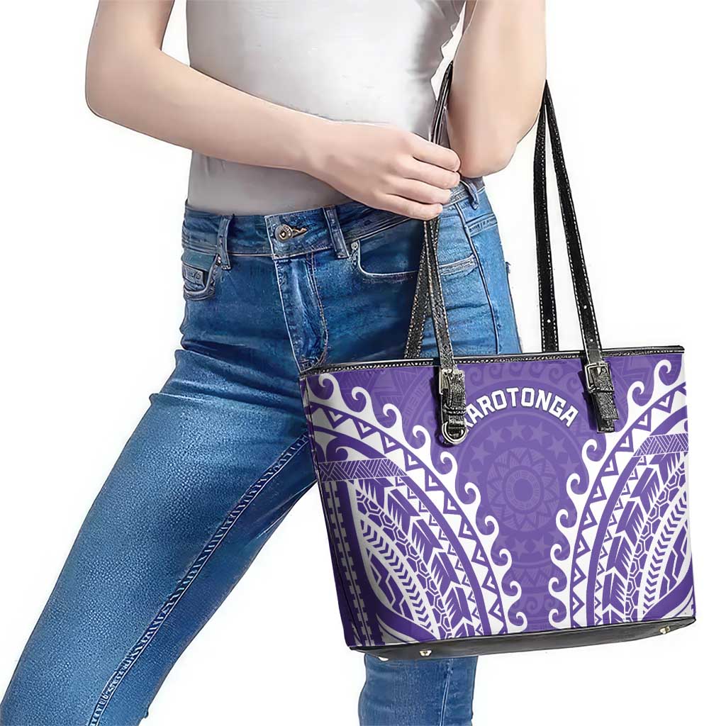 Cook Islands Rarotonga Leather Tote Bag Polynesian Tribal Tattoo LT05 - Polynesian Pride