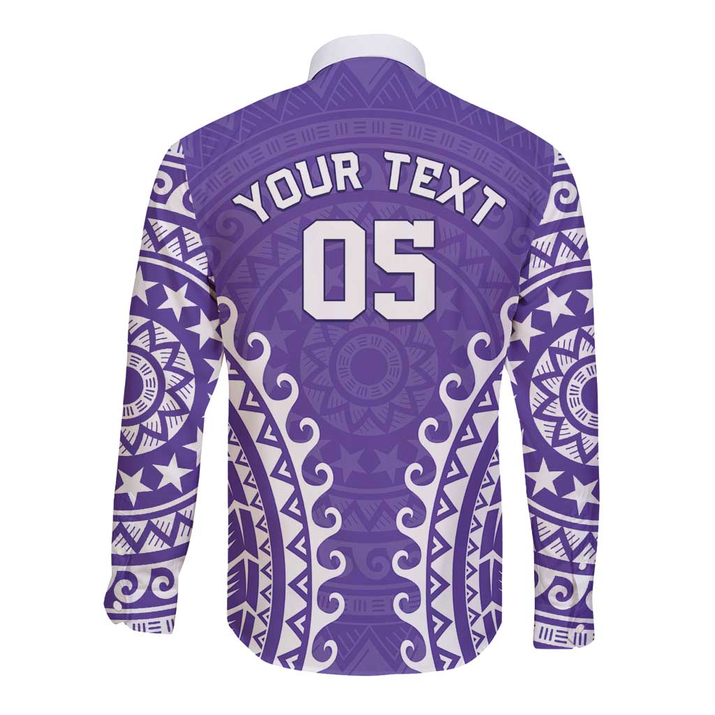 Custom Cook Islands Rarotonga Long Sleeve Button Shirt Polynesian Tribal Tattoo LT05 - Polynesian Pride