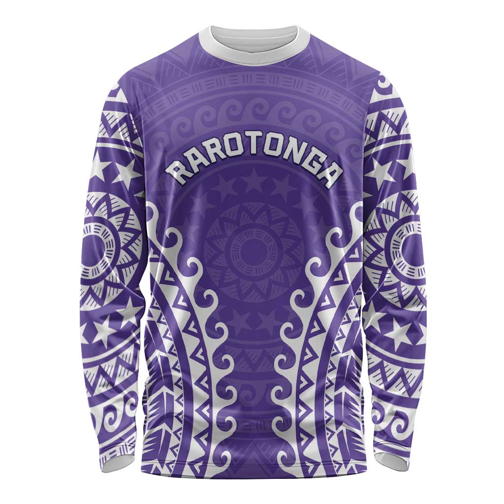 Custom Cook Islands Rarotonga Long Sleeve Shirt Polynesian Tribal Tattoo LT05 Unisex Purple - Polynesian Pride