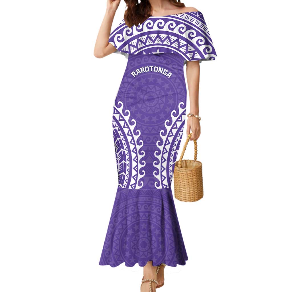 Custom Cook Islands Rarotonga Mermaid Dress Polynesian Tribal Tattoo LT05 Women Purple - Polynesian Pride