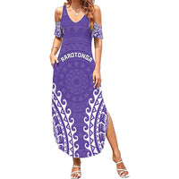 Custom Cook Islands Rarotonga Summer Maxi Dress Polynesian Tribal Tattoo LT05 Women Purple - Polynesian Pride
