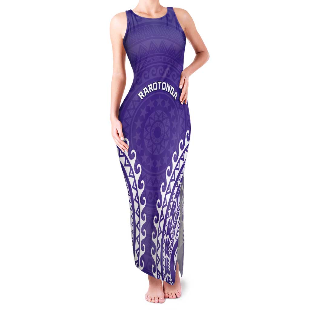 Custom Cook Islands Rarotonga Tank Maxi Dress Polynesian Tribal Tattoo LT05 Women Purple - Polynesian Pride