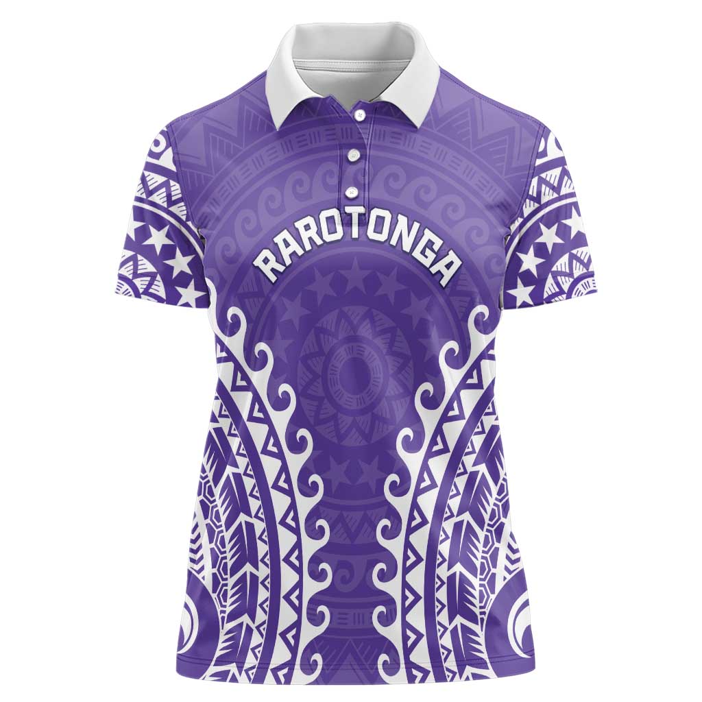 Custom Cook Islands Rarotonga Women Polo Shirt Polynesian Tribal Tattoo