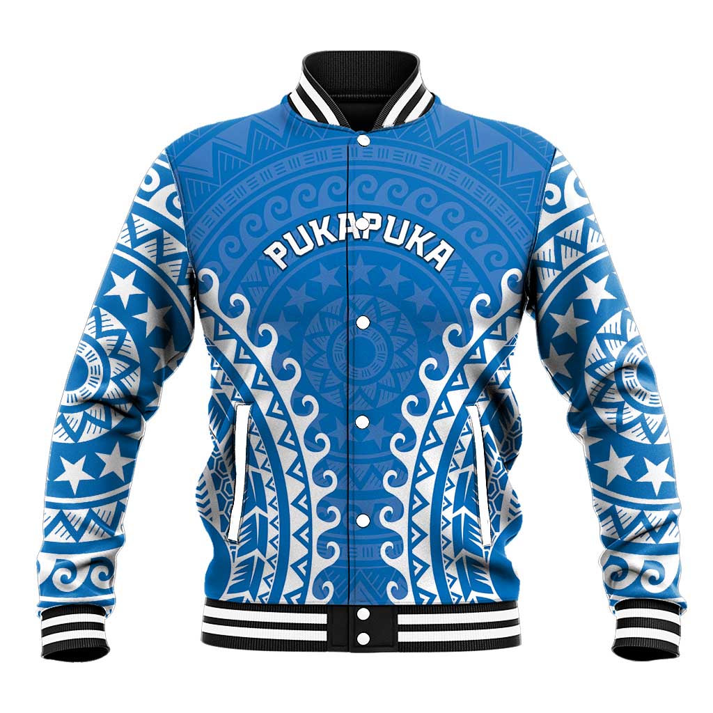 Custom Cook Islands Pukapuka Baseball Jacket Polynesian Tribal Tattoo LT05 Unisex Blue - Polynesian Pride