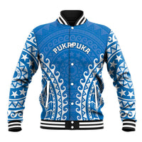 Custom Cook Islands Pukapuka Baseball Jacket Polynesian Tribal Tattoo LT05 Unisex Blue - Polynesian Pride