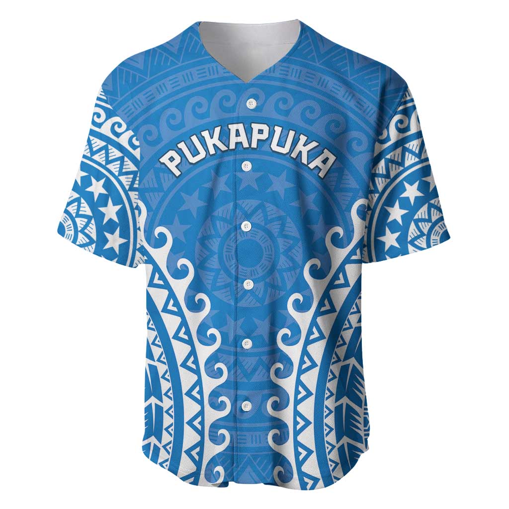 Custom Cook Islands Pukapuka Baseball Jersey Polynesian Tribal Tattoo LT05 Blue - Polynesian Pride