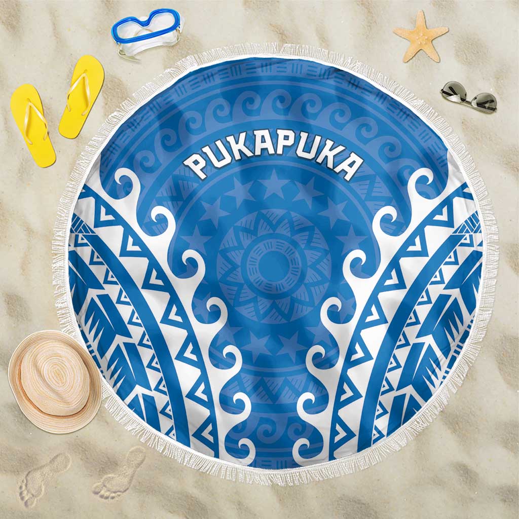Cook Islands Pukapuka Beach Blanket Polynesian Tribal Tattoo LT05 One Size 150cm Blue - Polynesian Pride