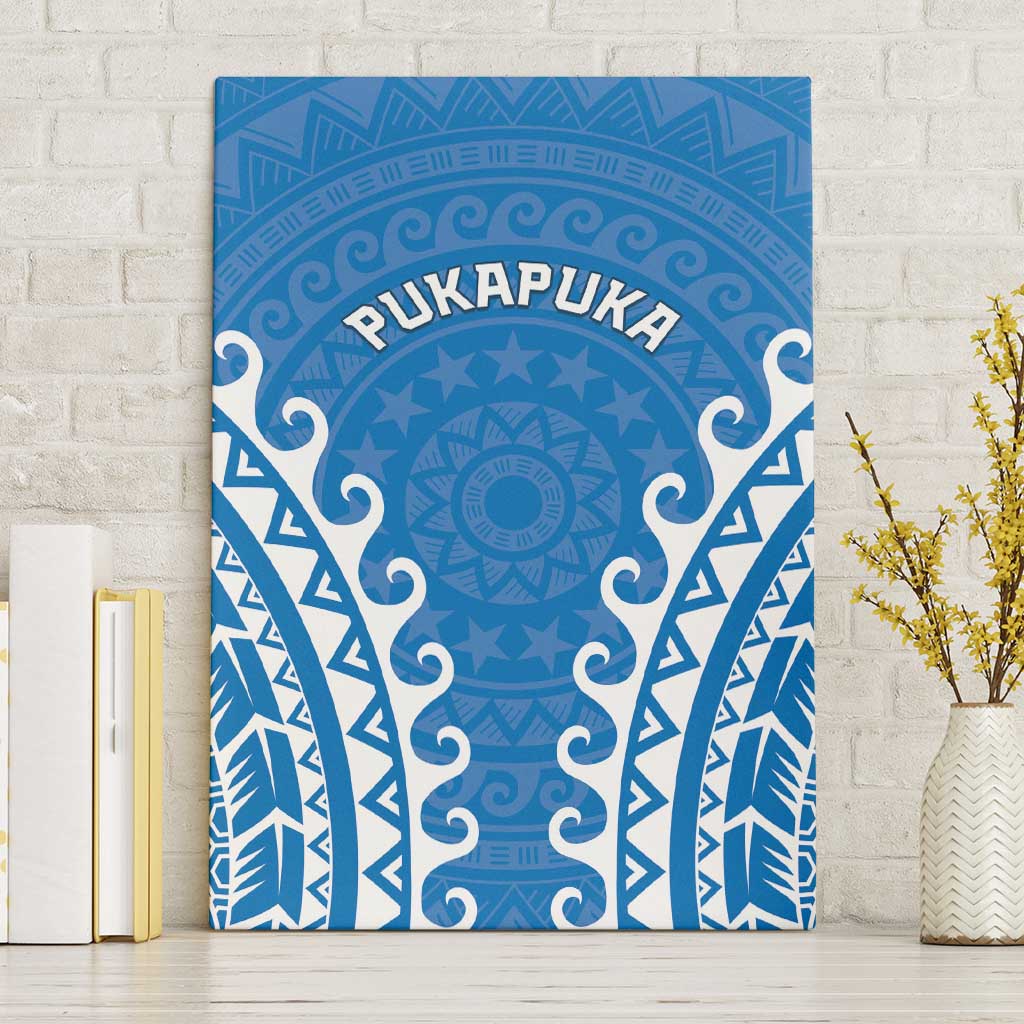 Cook Islands Pukapuka Canvas Wall Art Polynesian Tribal Tattoo LT05 Without Frame Blue - Polynesian Pride
