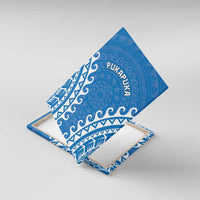 Cook Islands Pukapuka Canvas Wall Art Polynesian Tribal Tattoo LT05 With Frame Blue - Polynesian Pride