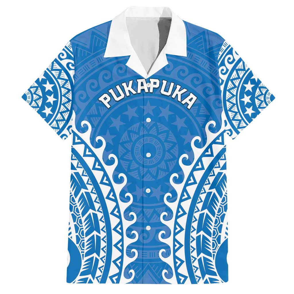 Custom Cook Islands Pukapuka Hawaiian Shirt Polynesian Tribal Tattoo LT05 Blue - Polynesian Pride