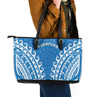 Cook Islands Pukapuka Leather Tote Bag Polynesian Tribal Tattoo LT05 - Polynesian Pride
