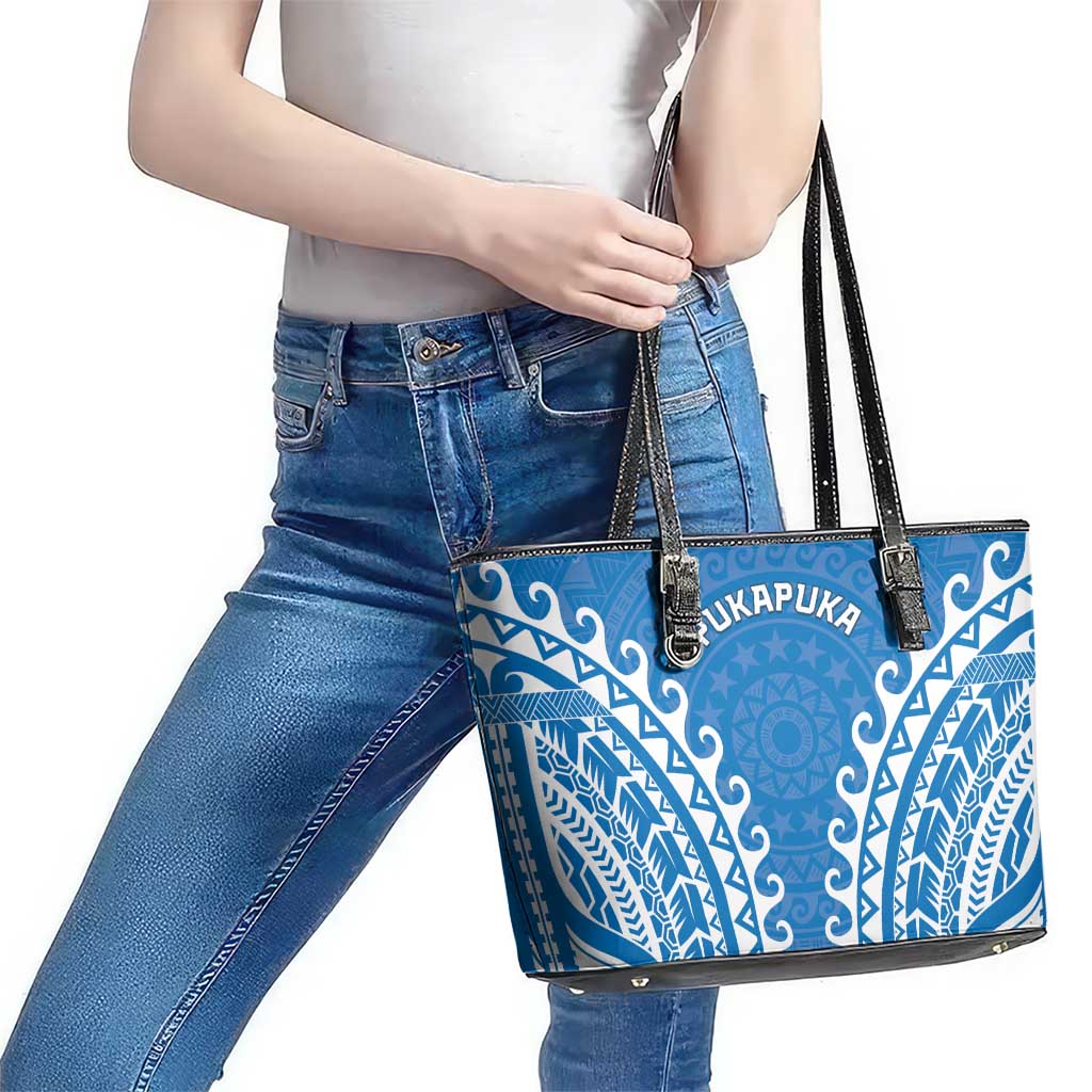 Cook Islands Pukapuka Leather Tote Bag Polynesian Tribal Tattoo LT05 - Polynesian Pride