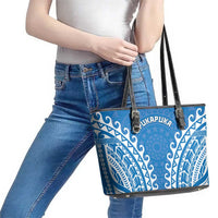Cook Islands Pukapuka Leather Tote Bag Polynesian Tribal Tattoo LT05 - Polynesian Pride