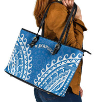 Cook Islands Pukapuka Leather Tote Bag Polynesian Tribal Tattoo LT05 - Polynesian Pride