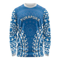 Custom Cook Islands Pukapuka Long Sleeve Shirt Polynesian Tribal Tattoo LT05 Unisex Blue - Polynesian Pride