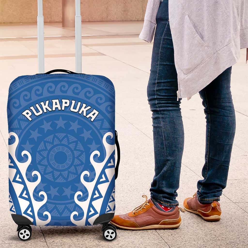 Cook Islands Pukapuka Luggage Cover Polynesian Tribal Tattoo LT05 Blue - Polynesian Pride