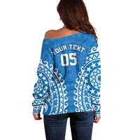 Custom Cook Islands Pukapuka Off Shoulder Sweater Polynesian Tribal Tattoo LT05 - Polynesian Pride