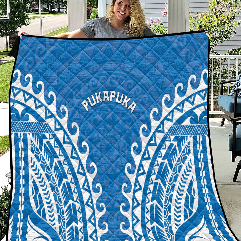 Cook Islands Pukapuka Quilt Polynesian Tribal Tattoo LT05 Blue - Polynesian Pride