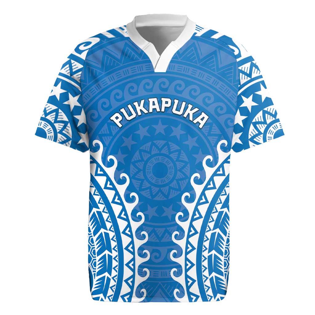Custom Cook Islands Pukapuka Rugby Jersey Polynesian Tribal Tattoo LT05 Blue - Polynesian Pride