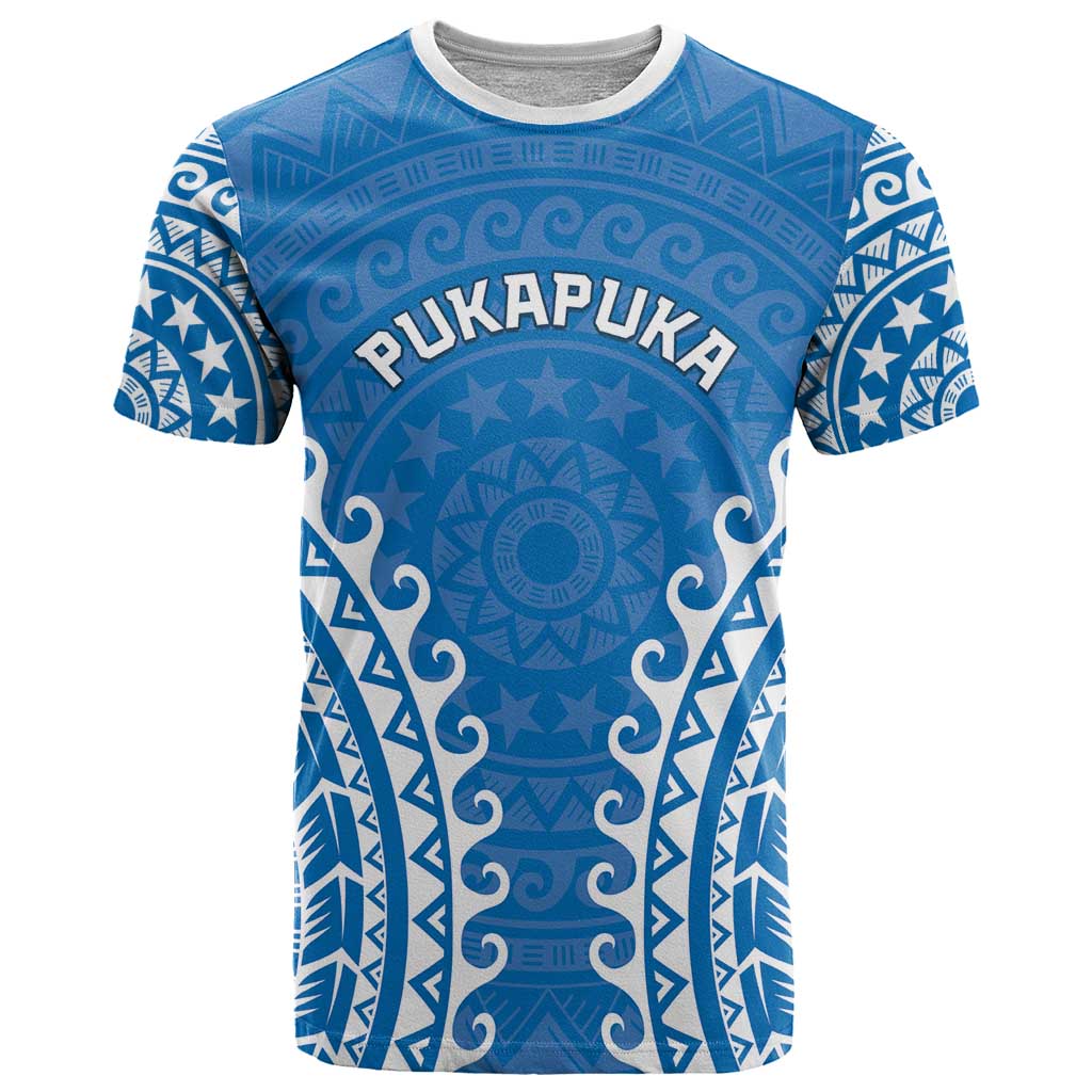 Custom Cook Islands Pukapuka T Shirt Polynesian Tribal Tattoo LT05 Blue - Polynesian Pride