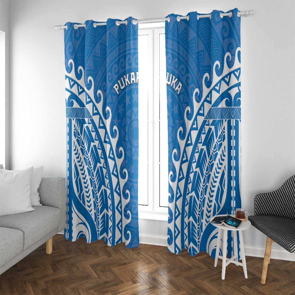Cook Islands Pukapuka Window Curtain Polynesian Tribal Tattoo LT05 With Grommets Blue - Polynesian Pride