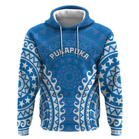 Custom Cook Islands Pukapuka Zip Hoodie Polynesian Tribal Tattoo LT05 Pullover Hoodie Blue - Polynesian Pride