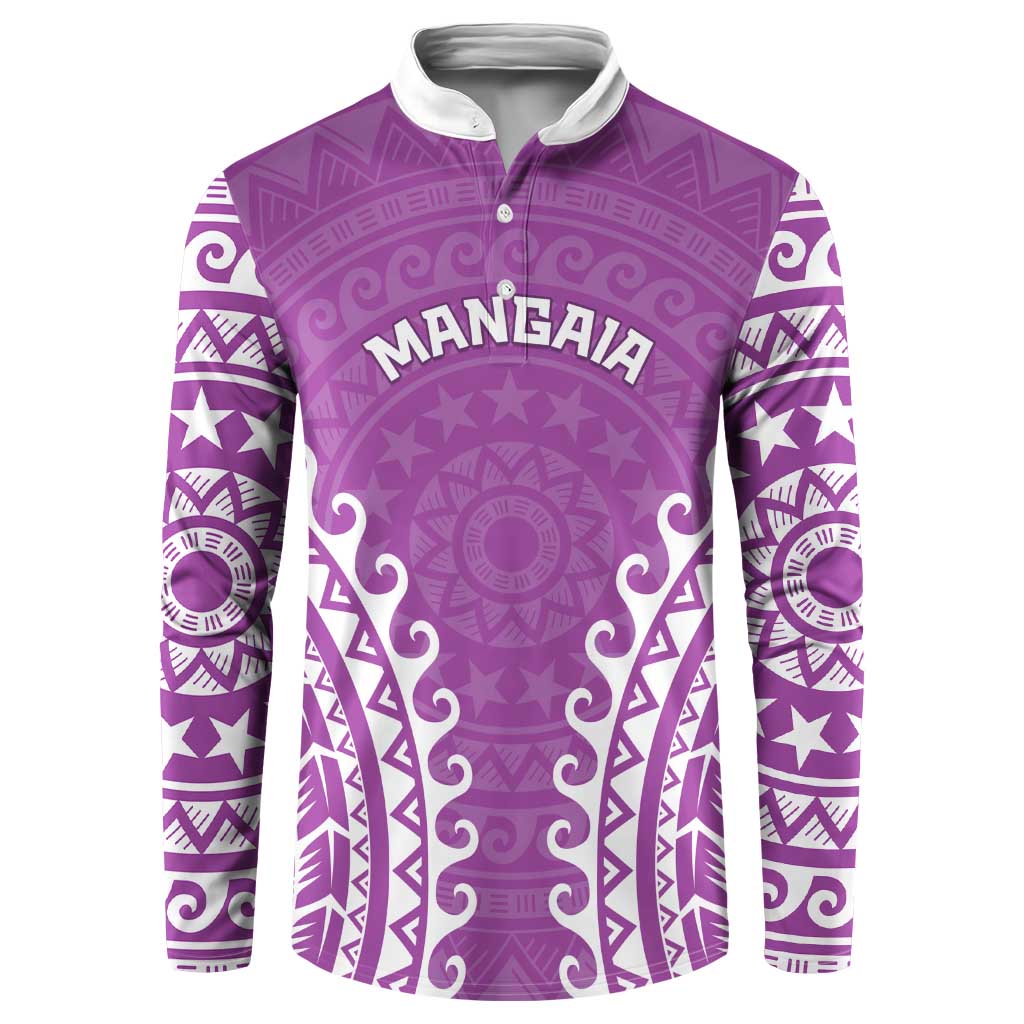 Custom Cook Islands Mangaia Button Sweatshirt Polynesian Tribal Tattoo LT05 Pink - Polynesian Pride
