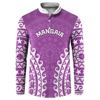 Custom Cook Islands Mangaia Button Sweatshirt Polynesian Tribal Tattoo LT05 Pink - Polynesian Pride