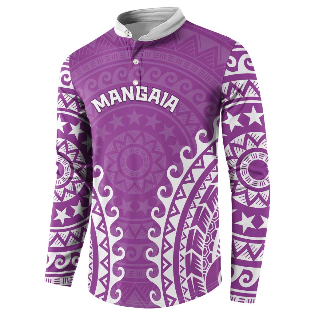Custom Cook Islands Mangaia Button Sweatshirt Polynesian Tribal Tattoo LT05 - Polynesian Pride