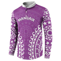Custom Cook Islands Mangaia Button Sweatshirt Polynesian Tribal Tattoo LT05 - Polynesian Pride