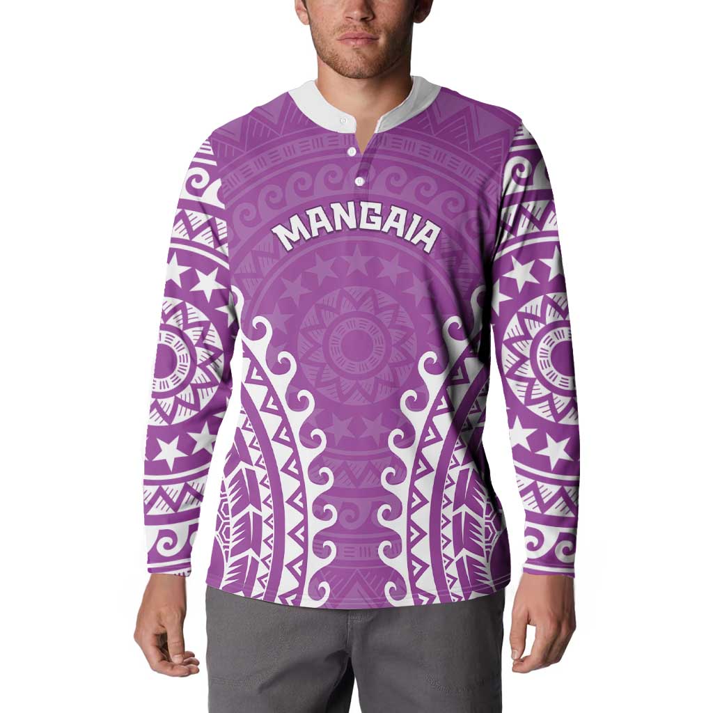 Custom Cook Islands Mangaia Button Sweatshirt Polynesian Tribal Tattoo LT05 - Polynesian Pride