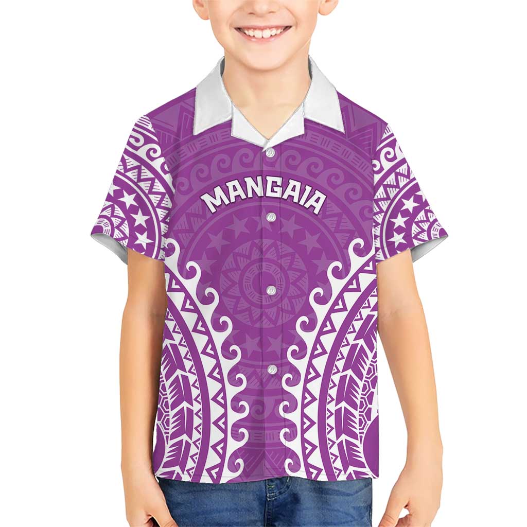 Custom Cook Islands Mangaia Kid Hawaiian Shirt Polynesian Tribal Tattoo LT05 Kid Pink - Polynesian Pride