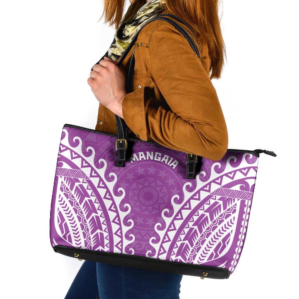Cook Islands Mangaia Leather Tote Bag Polynesian Tribal Tattoo LT05 Pink - Polynesian Pride