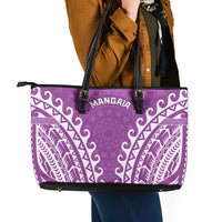 Cook Islands Mangaia Leather Tote Bag Polynesian Tribal Tattoo LT05 - Polynesian Pride