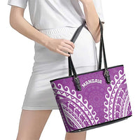 Cook Islands Mangaia Leather Tote Bag Polynesian Tribal Tattoo LT05 - Polynesian Pride