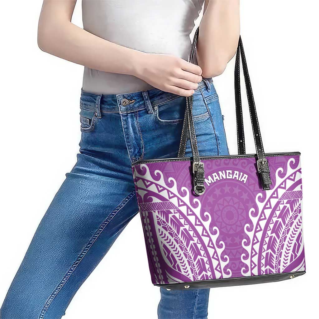 Cook Islands Mangaia Leather Tote Bag Polynesian Tribal Tattoo LT05 - Polynesian Pride