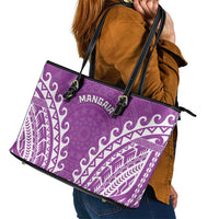 Cook Islands Mangaia Leather Tote Bag Polynesian Tribal Tattoo LT05 - Polynesian Pride