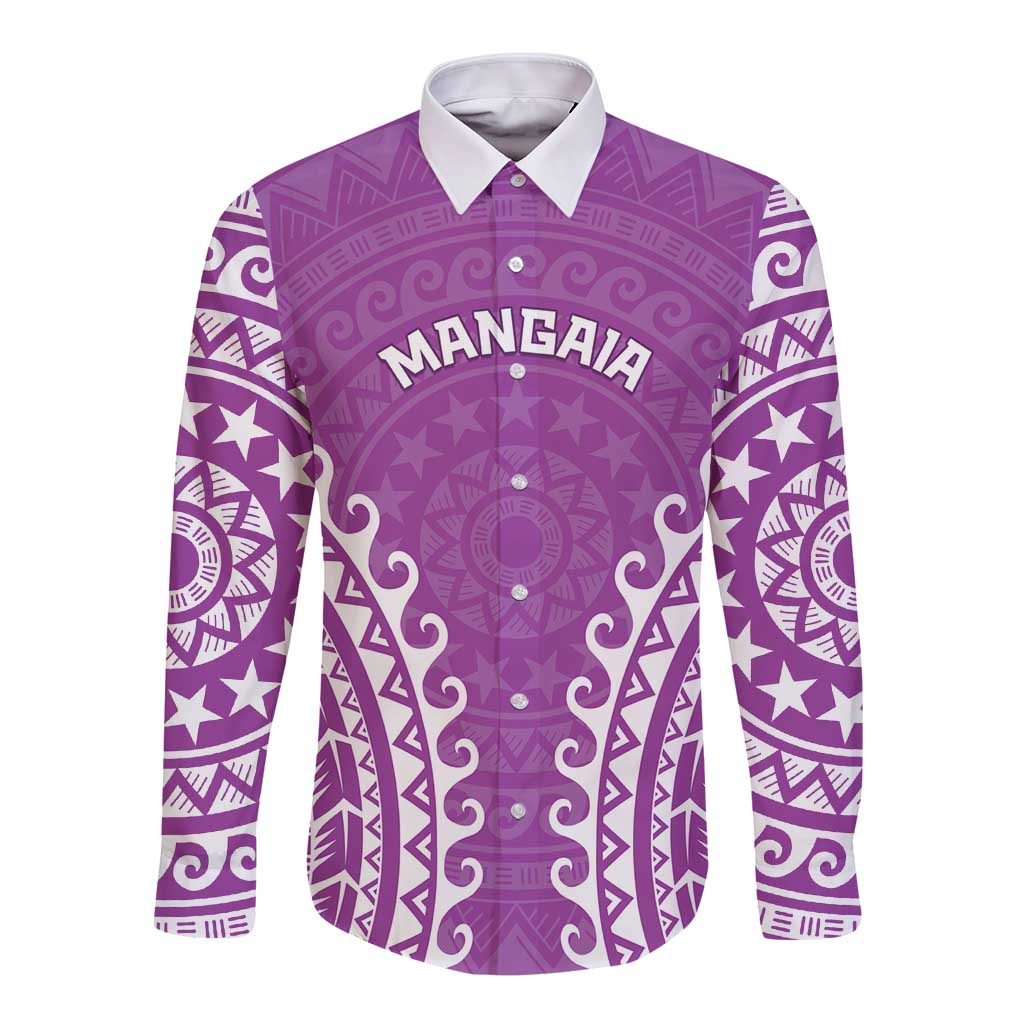 Custom Cook Islands Mangaia Long Sleeve Button Shirt Polynesian Tribal Tattoo LT05 Unisex Pink - Polynesian Pride