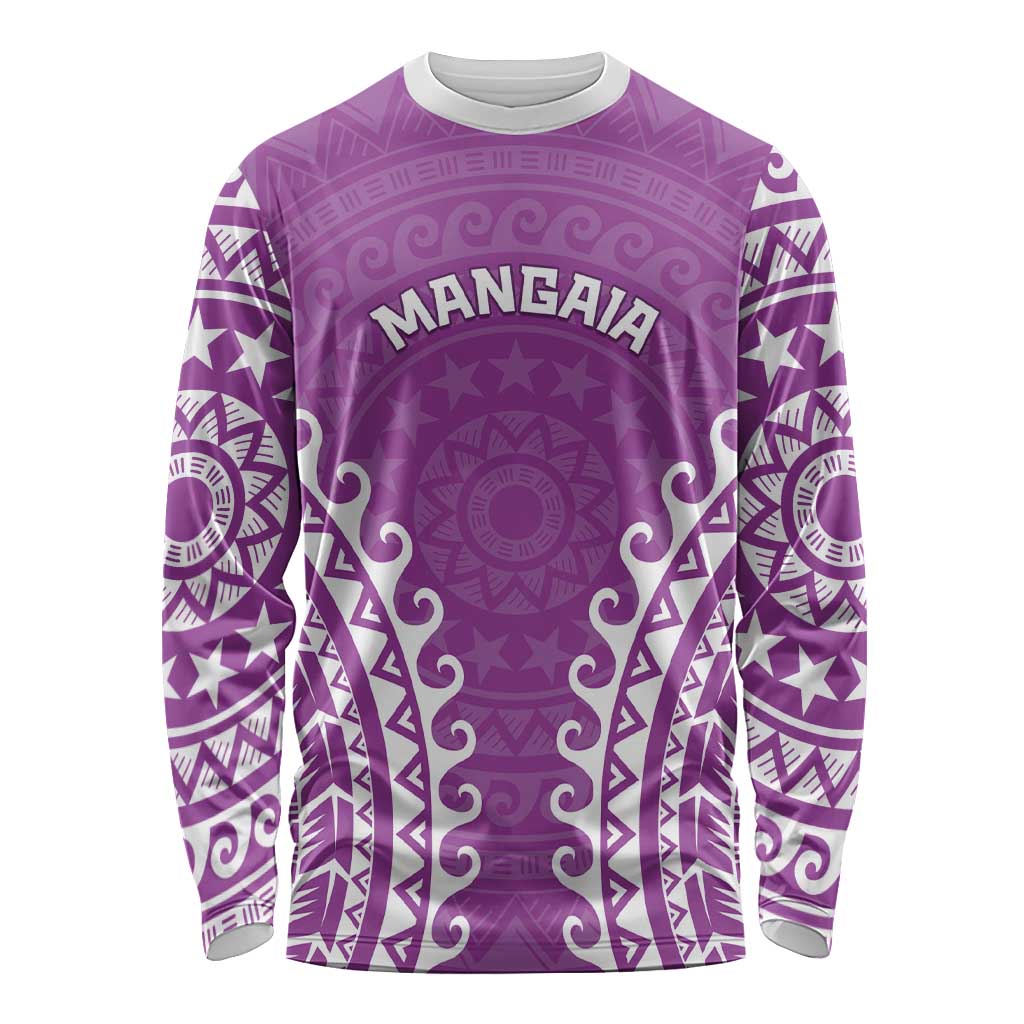 Custom Cook Islands Mangaia Long Sleeve Shirt Polynesian Tribal Tattoo LT05 Unisex Pink - Polynesian Pride