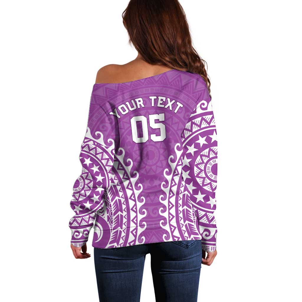 Custom Cook Islands Mangaia Off Shoulder Sweater Polynesian Tribal Tattoo LT05 - Polynesian Pride
