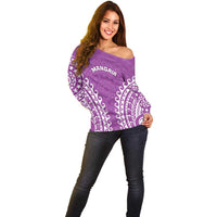 Custom Cook Islands Mangaia Off Shoulder Sweater Polynesian Tribal Tattoo LT05 - Polynesian Pride