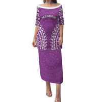 Custom Cook Islands Mangaia Puletasi Polynesian Tribal Tattoo LT05 Long Dress Pink - Polynesian Pride