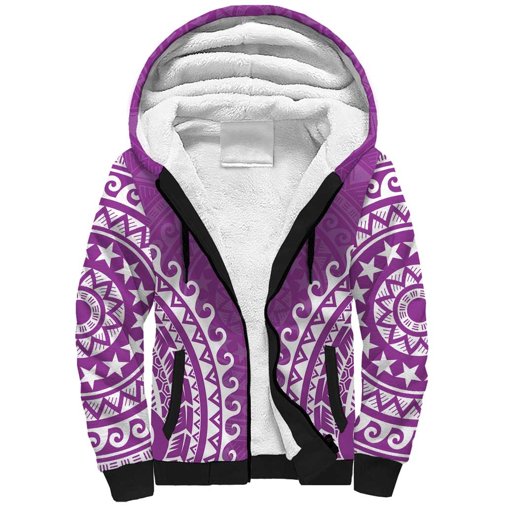 Custom Cook Islands Mangaia Sherpa Hoodie Polynesian Tribal Tattoo LT05 Unisex Pink - Polynesian Pride