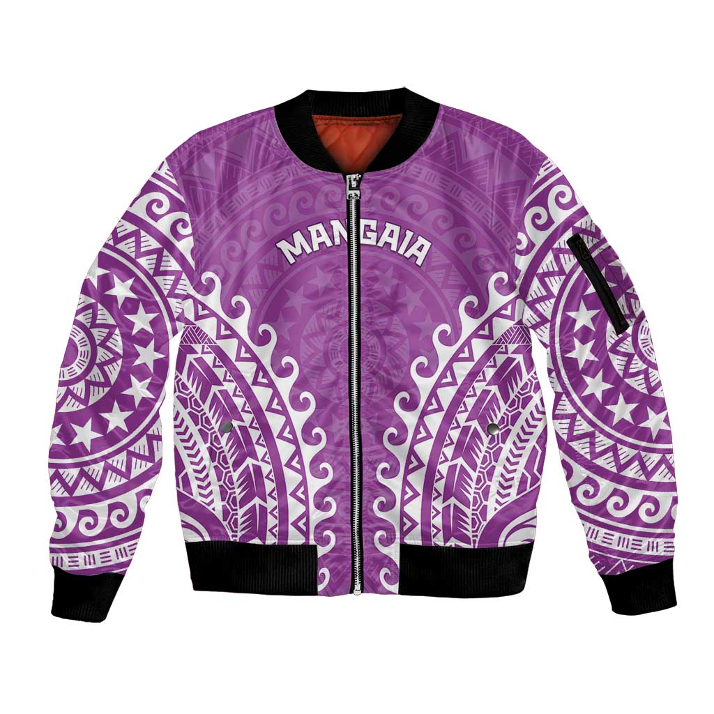 Custom Cook Islands Mangaia Sleeve Zip Bomber Jacket Polynesian Tribal Tattoo LT05 Unisex Pink - Polynesian Pride