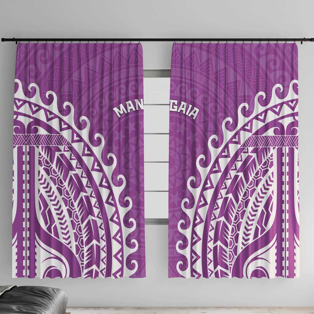 Cook Islands Mangaia Window Curtain Polynesian Tribal Tattoo LT05 With Hooks Pink - Polynesian Pride