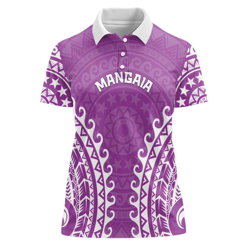 Custom Cook Islands Mangaia Women Polo Shirt Polynesian Tribal Tattoo