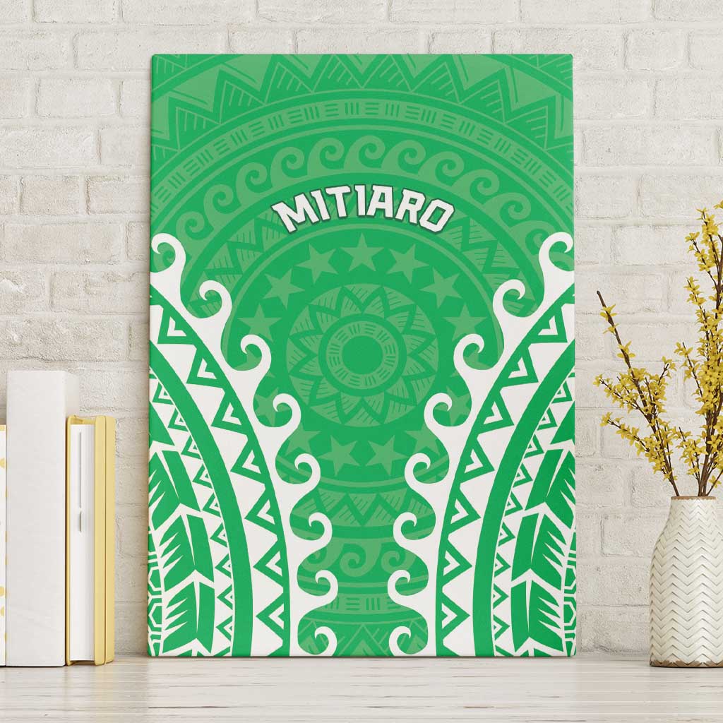 Cook Islands Mitiaro Canvas Wall Art Polynesian Tribal Tattoo LT05 Without Frame Green - Polynesian Pride